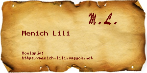 Menich Lili névjegykártya